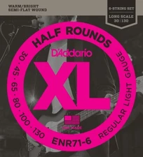 D'Addario Half Round Bass Guitar Strings, Regular Light, 30-130, Long Scale