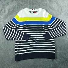 Tommy Hilfiger Jumper Mens Large Multicolored Striped Cotton Blend