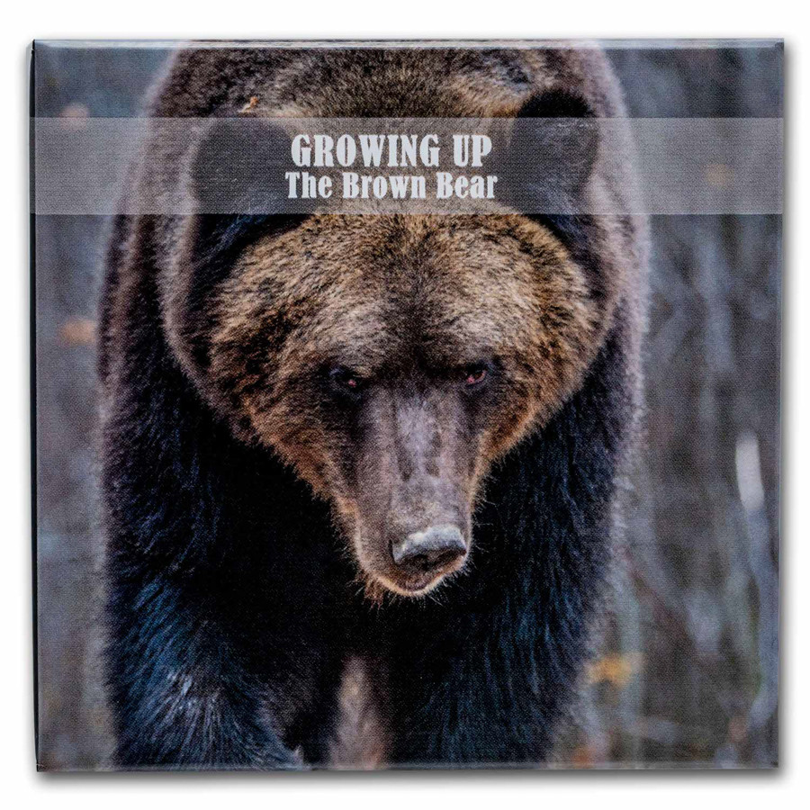 2023 Mongolia 2 oz Silver Black Proof Growing Up: Brown Bear