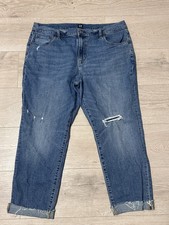 Gap Denim Girlfriend Jeans Women  s Size 16/33 Cuffed Ripped