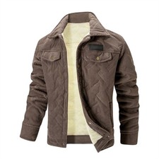 Men Winter Fleece Lined Thick Lapel Jacket Cold Resistant Warm Outerwear Coat