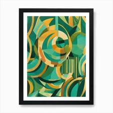 Smile - Abstract Art Deco Geometric Framed Wall Art Poster Canvas Print Picture