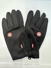 Winter Gloves with Touch Screen Pad Ski Warm Solid Black Zipper Wind Stopper LG