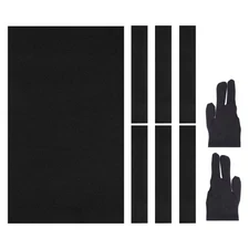 7ft Billiard Cloth Pool Table Felt Kit with 6 Cloth Strips and 2 Gloves, Black