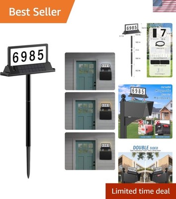 Solar Address Sign for House Numbers   Dual-Sided LED & Dual-Sided Solar Panel