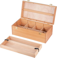 Large Art Supply Storage Box, Solid Beechwood Tool Box, Artist Storage Organizer
