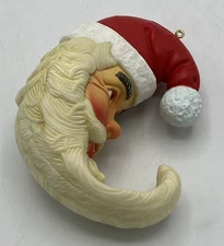 1982 Enesco Cresent Moon Shaped Santa Claus Christmas Ornament