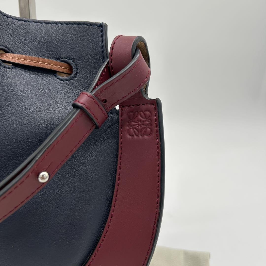 Loewe Luxury Horseshoe Shoulder Bag Anagram Leather Navy