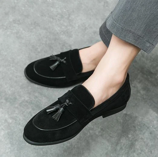 L Hombres Borla Mocasín Gamuza Cuero Estilista Informal Zapatos Sin Cordones Moda Pisos Foto 4 de 4