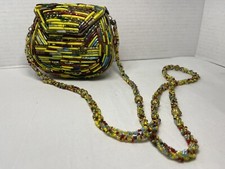 Tara Glass Wedding Bangle Hard Shell Handbag Multi-colored Beads From India New