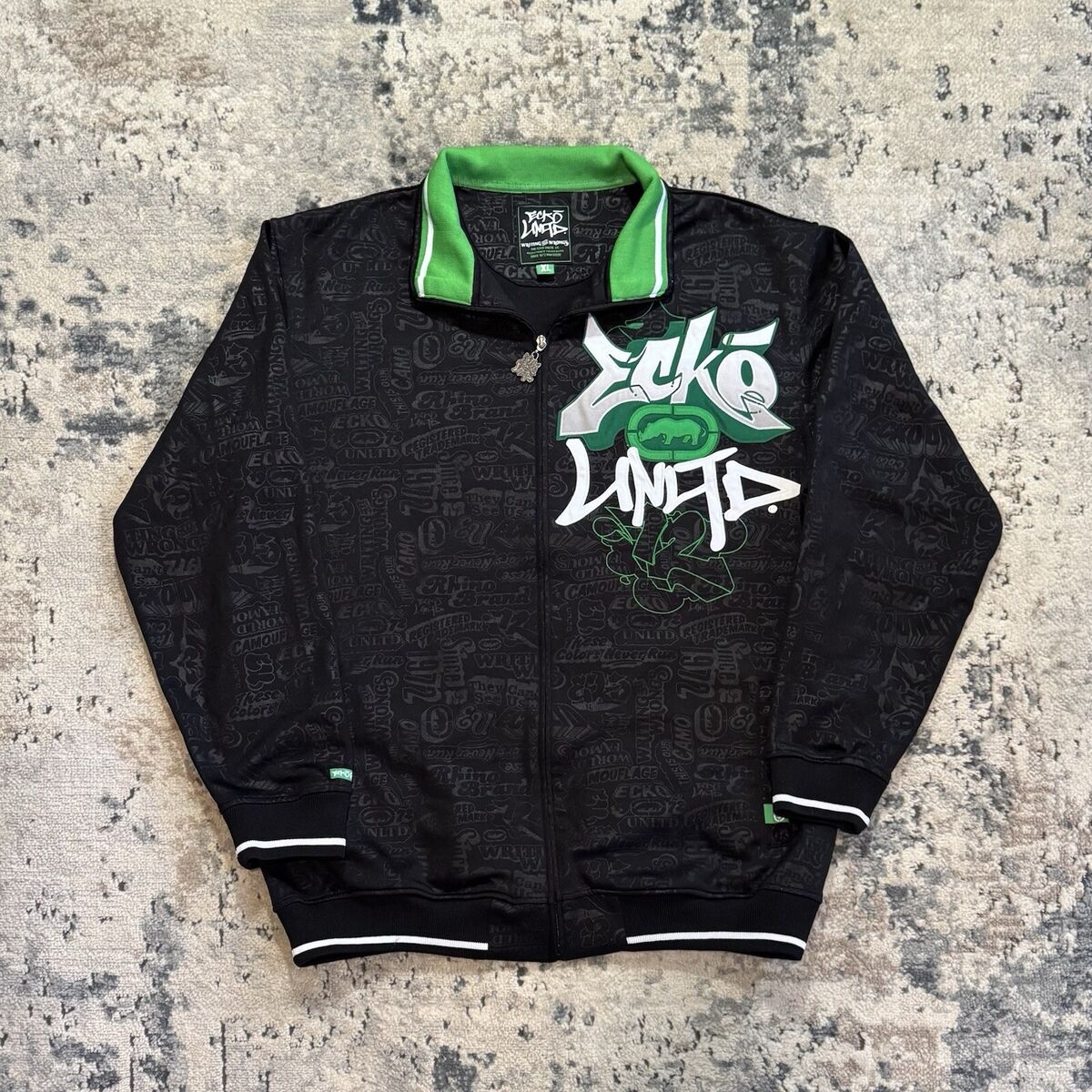 Vintage Ecko Unltd Graffiti Jacket Men's XL Full Zip Writing Vintage Ecko Unltd Graffiti Jacket Men's XL Full Zip Writing