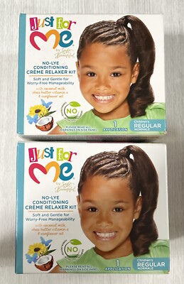 2 Just For Me No-Lye Conditioning Creme Relaxer Kit With Coconut & Shea, Regular