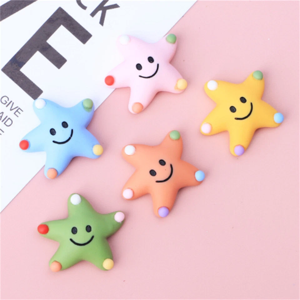 10 pcs Bulk Cartoon Sea Stars Resin Embellishments Flat Back Starfish 26*22mm - Image 3 of 4