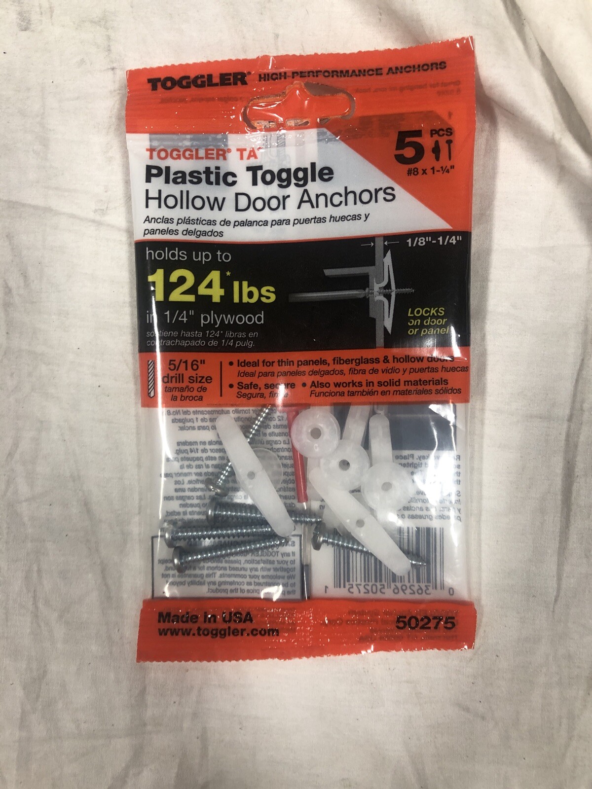 TOGGLER Toggle TA Hollowdoor Anchor With Screws Polypropylene for sale