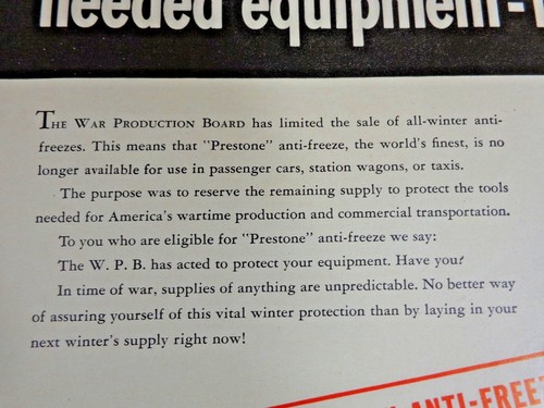 Prestone Antifreeze Magazine Ad Print 1943 WWII Who Can Buy Protect Equipment - Picture 3 of 4