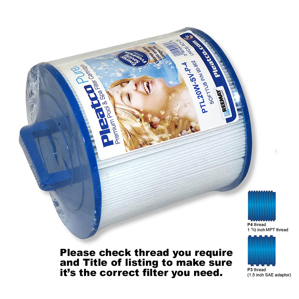 PLEATCO PTL20W-SV-P-4 HOT TUB FILTER Replaces Filbur FC-0305 Unicel 6CH-25