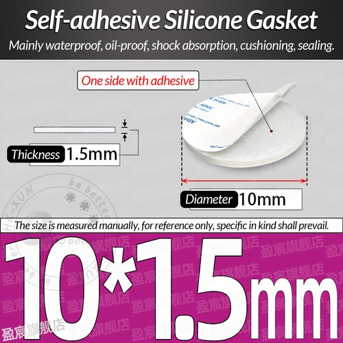Solid Round Self Adhesive Silicone Pad Disc Sheet Gaskets Ø 5-150mm Thick 1-10mm - Picture 38 of 251
