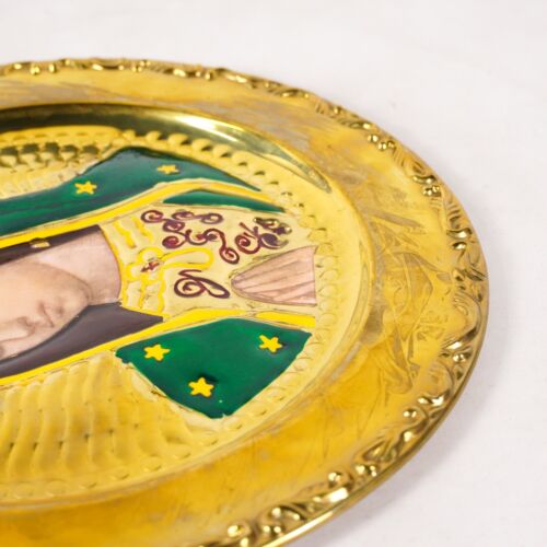Golden Virgin Mary Art Plate Our Lady Guadalupe Catholic Religious Wall Decor - Picture 8 of 12