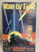 365494 World's Fair Chicago 1933 Canadian Pacific Vintage Travel Poster 1998