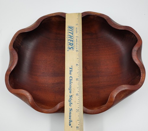 **Vtg Lucite Seed Spoon Rest w/MCM Wooden Scalloped Edge Bowl Brazil** - Picture 5 of 10