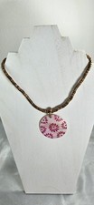 Moana Cosplay/Lilo Cosplay Wood Abalone Shell Necklace Painted Flowers Hawaii