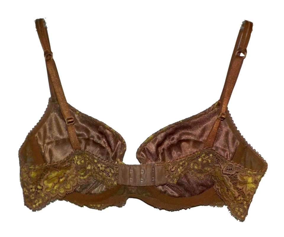 全新文胸 Ambrielle 花卉花边聚拢聚拢可拆卸垫棕色 36A — 第 3/4 张图片