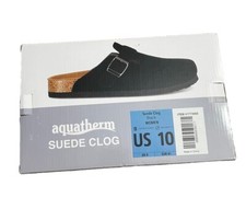 Aquatherm Women’s Black Suede Clogs Size 10 Comfort Footbed Adjustable NEW