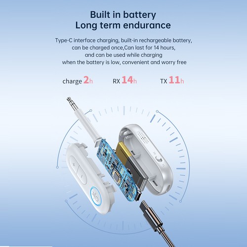 2 In 1 Wireless Transmitter Receiver 3.5mm Aux Bluetooth-Compatible 5.3 Adapter - Afbeelding 11 van 12
