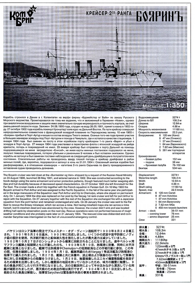 # Combrig  3504 WL/FH  Kreuzer "BOYARIN"  der russ. Marine 1902 /Resin-Kit 1:350 - Bild 3 von 4