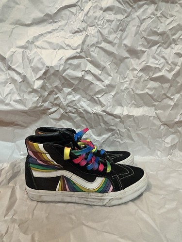 Vans Off the Wall Sk8 Hi Refract Reissue Top Black Suede Rainbow M 8 W 9.5 - 第 3/8 張圖片