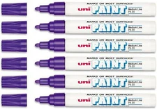 Uni-Paint 63606 PX-20 Oil-Based Permanent Marker, Medium Line, Violet, 6-Pack