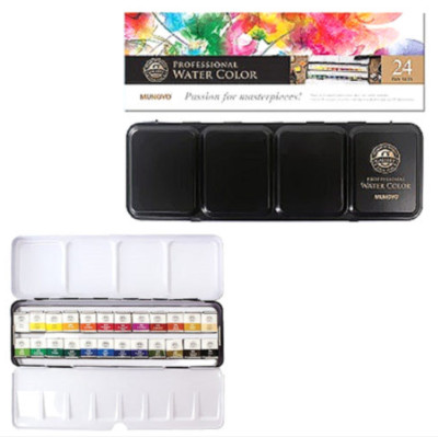 MUNGYO MWPH-24 Profi Aquarell in halber Pfannengröße 24 Farben