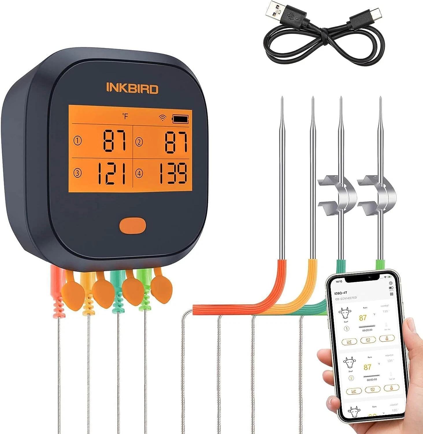 Inkbird Instant Read Thermometer WiFi BBQ Smokers Temperature Gauge Storage Box