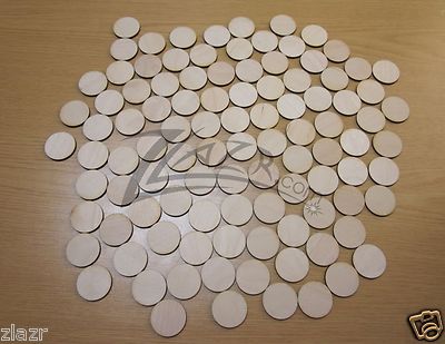 100 1-1/4''x1/8'' Wooden Circles Natural Craft Disc Flat Hardwood Shape Date Board