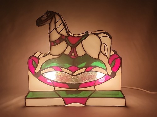 Tiffany Stained Glass Style Rocking Horse Lamp - Picture 3 of 10