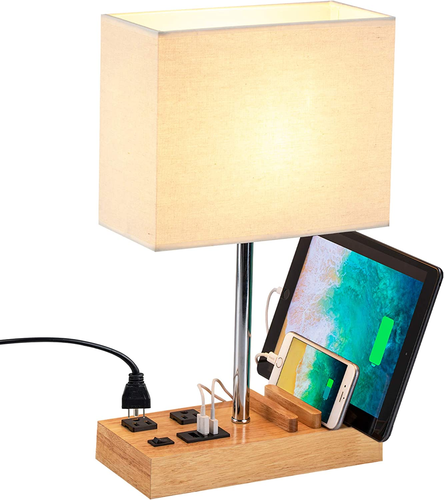 Desk Lamp with 3 USB Charging Ports, Table Lamp with 2AC Outlets and 3 Phone Sta - Picture 8 of 12