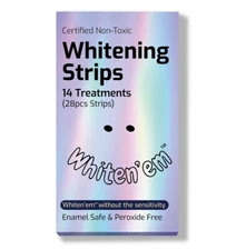 Whiten’em Teeth Whitening Strips, Sensitivity Free, 28 Strips, NEW