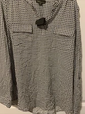 Dalia Black and White Polka Dots Long  Sleeve Blouse Women’s Size Lg. BNWT