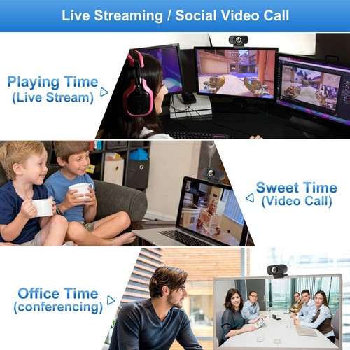Webcam 1080P with Microphone Full HD Web camera 2MP Fixed Focus Computer Camera - Picture 7 of 7