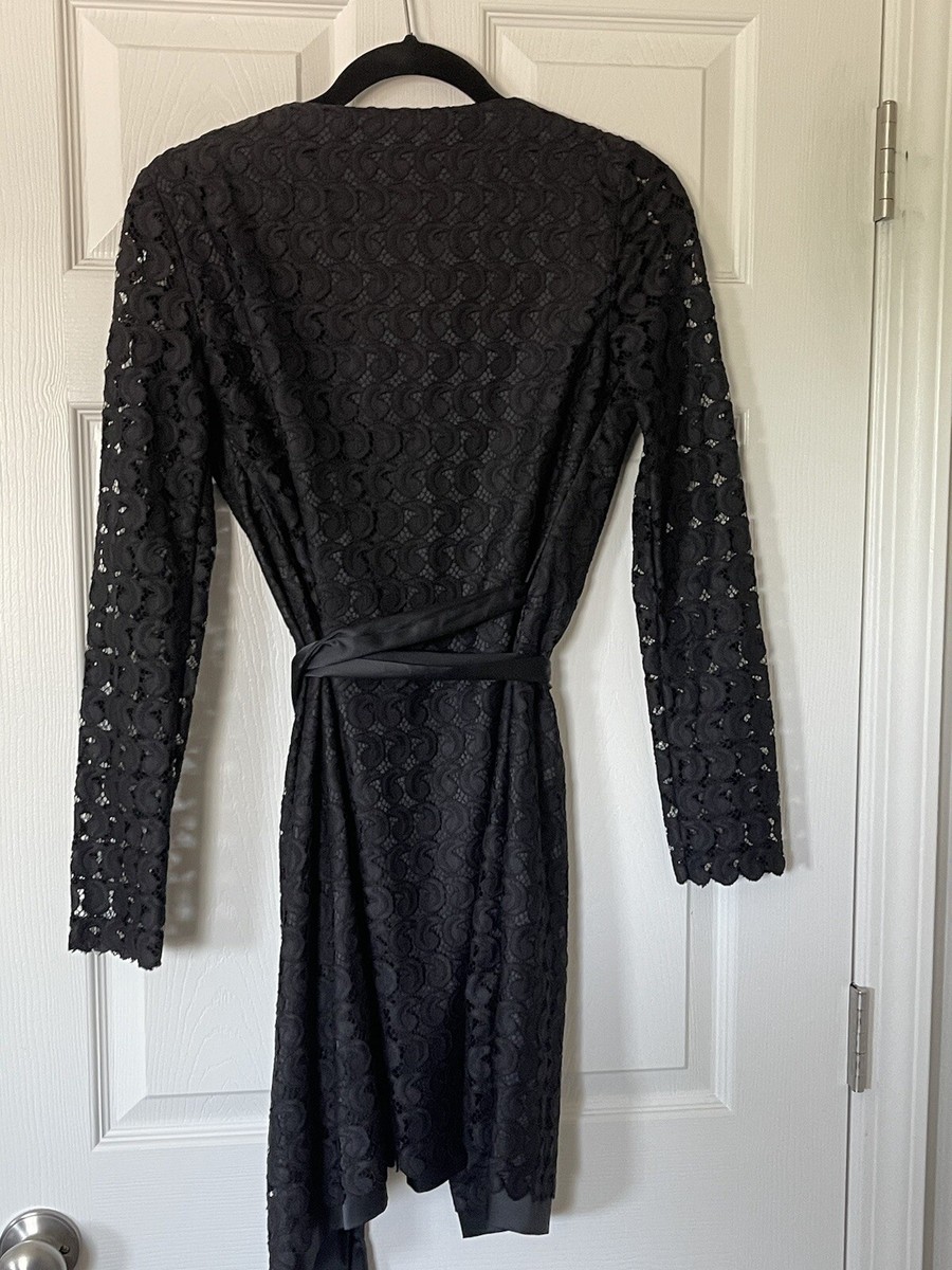 Diane Von Furstenberg DVF Derbette Black Lace Wrap Dress - Size 2 | eBay Diane Von Furstenberg DVF Derbette Black Lace Wrap Dress - Size 2 | eBay