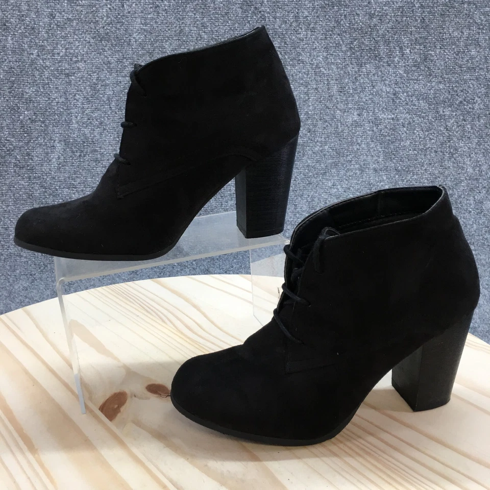 Charlotte Russe ботинки женщин 7 M Jude ботинок черная замша шнурует вверх блок - Изображение 2 из 4