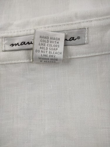 Women's Marina Luna Extra Large 100% Linen Button Down White Blouse Cotton Lace - Picture 5 of 5