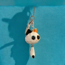 Cat Keychain Wooden Orange Kitty Keyring Cat Round Cute Charm Dangle Key Fob New