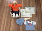 Vtg 1983 Cabbage Patch Boy Doll with pacifier Official Adoption Papers clothes