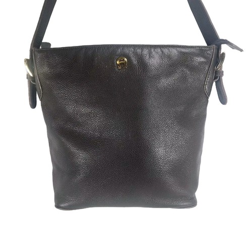 Etienne Aigner Women's Leather Shoulder Handbag Purse Bucket Coffee Brown - Picture 1 of 12