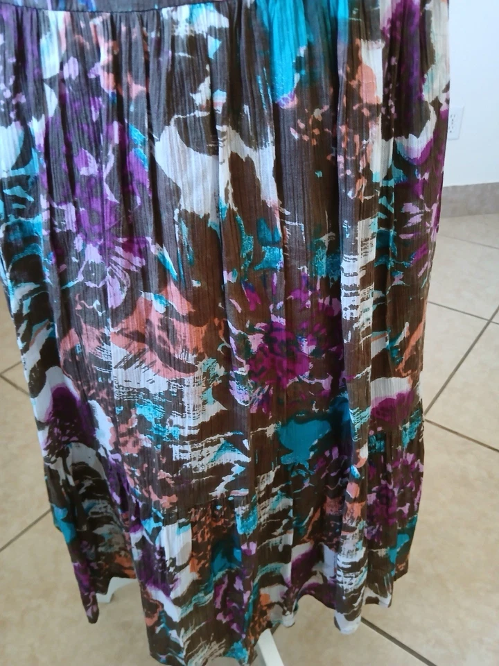 Maxi Falda JH Collectibles Para Mujer Talla 14 Multicolor Floral 100% Algodón Boho Foto 4 de 4
