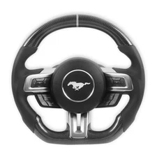 Drake Muscle Cars MU950-09 Steering Wheel - Carbon Fiber with Leather Grips