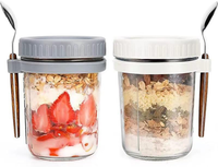 Piqiuqiu 2 StüCk HaferbehäLter,Overnight Oats GläSer, Mit Deckel Und LöFfel, 400