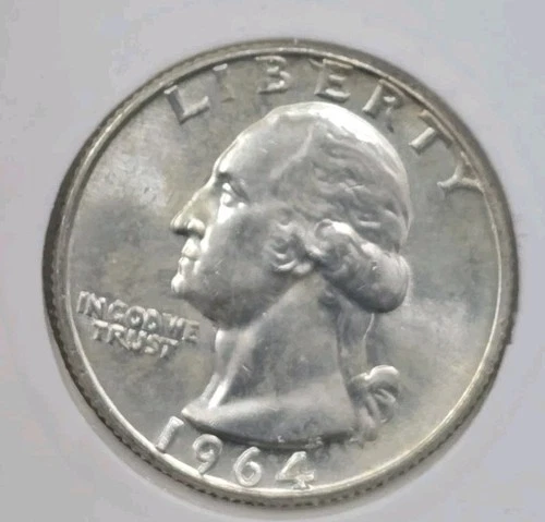 1964 D Washington Quarter Uncirculated Mint State 90% Silver 25c US Coin