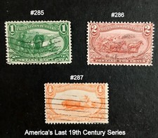 3 Grandi Francobolli Stati Uniti 'America's Last 19th Century Series Scott #285, #286, #287